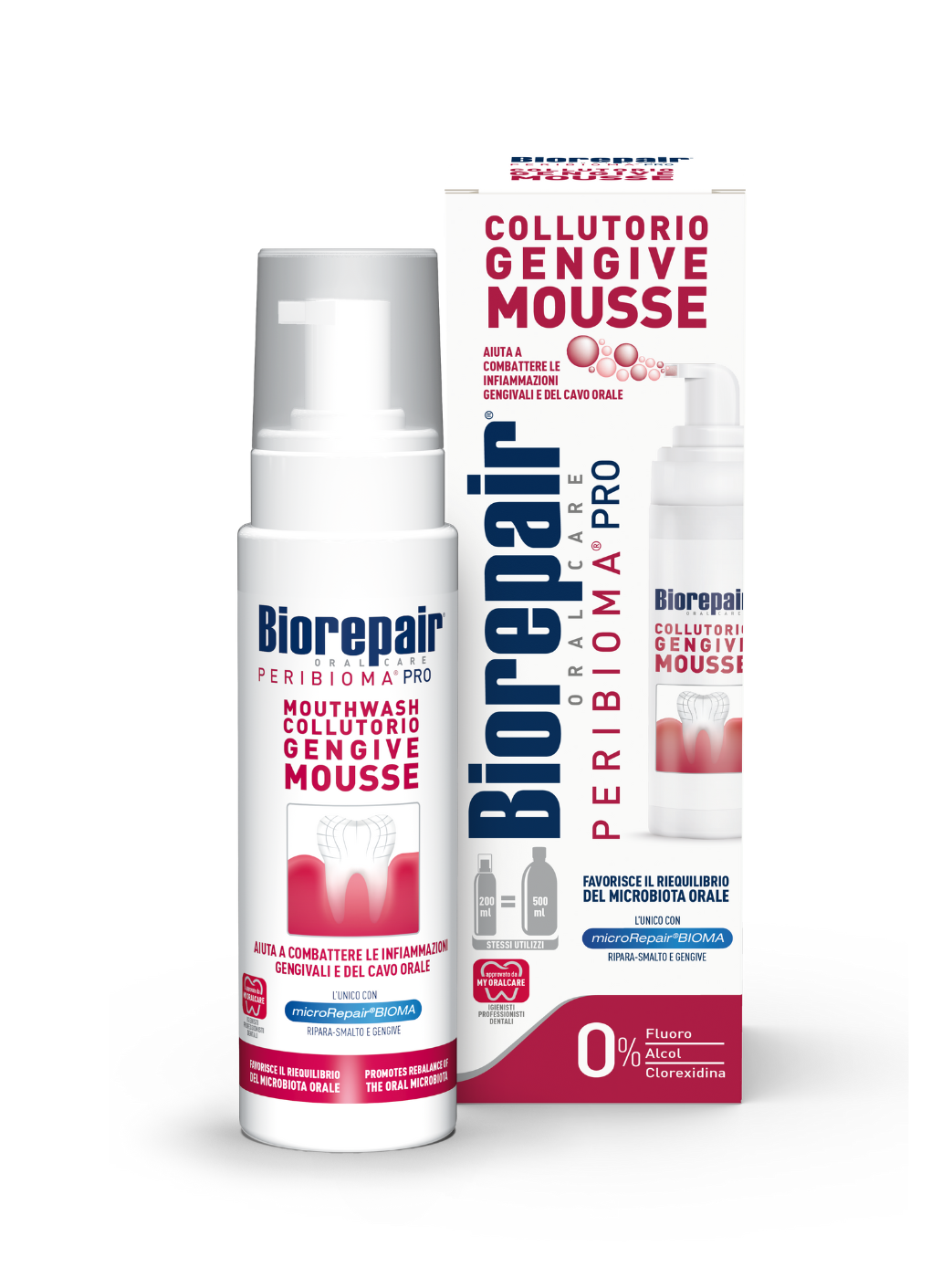 Collutorio in mousse con Peribioma® senza tappo