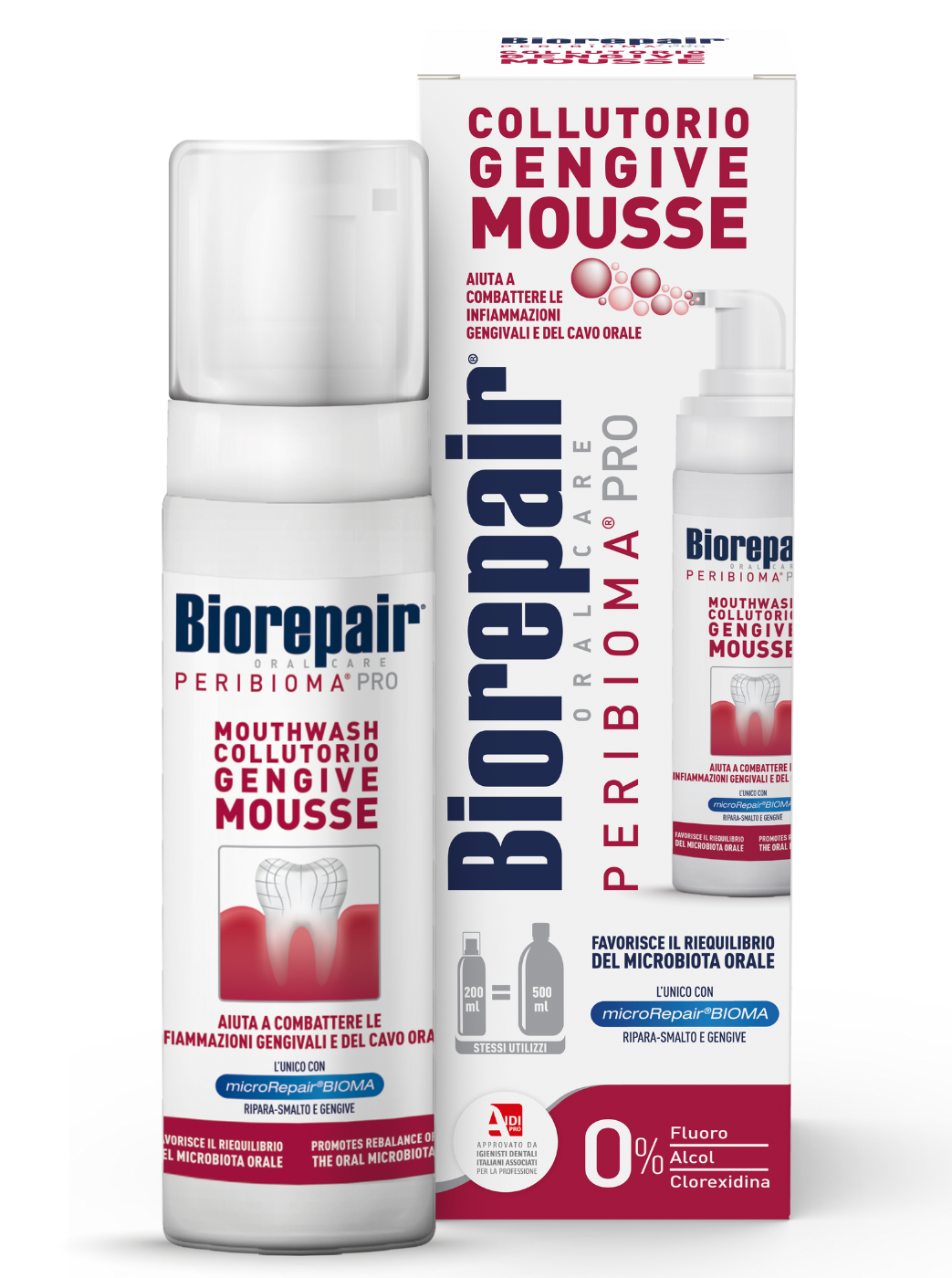 Collutorio in mousse con Peribioma® senza tappo